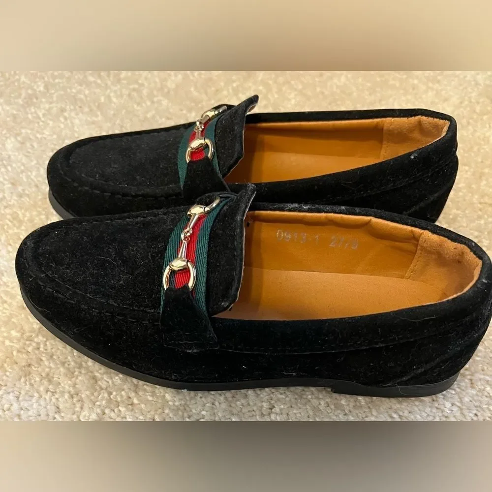 ROMANO BOYS BLACK FAUX SUEDE HORSEBIT DRIVING SHOE